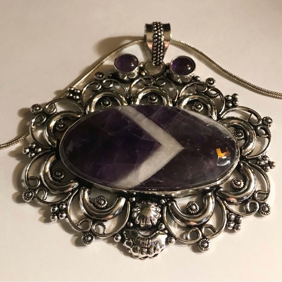 Amethyst 925 Sterling Silver Necklace - Picture 1 of 2